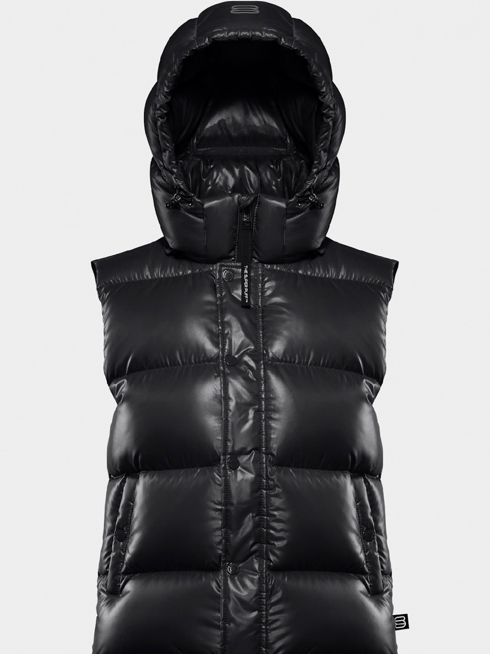 Womens Aritzia Black Hooded Super Puffer Vest
